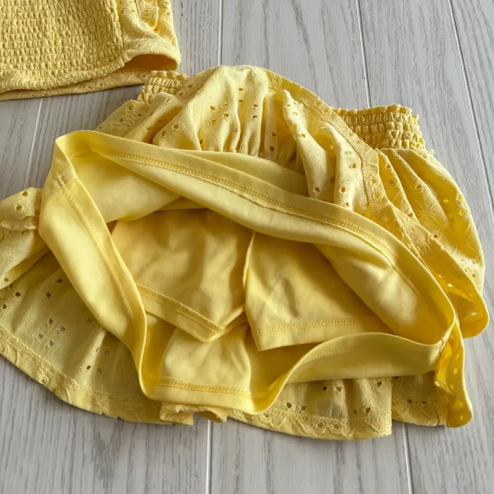 Btween Toddler Girls Floral Tank Skort Set Yellow Eyelet Size 4T